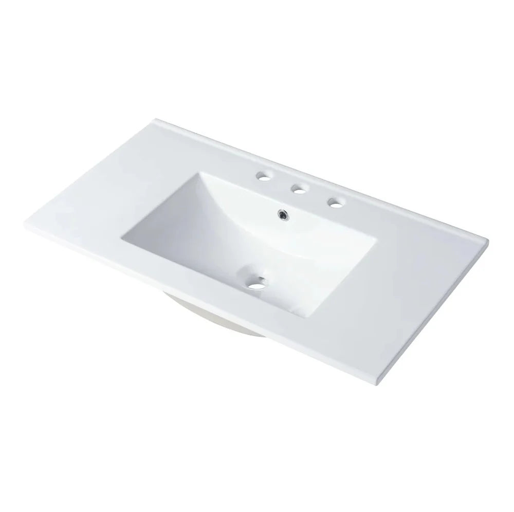Blossom 36 Inch Ceramic Sink White Three Hole 8" (Paris Jena Assisi Bergen Annecy Voyage Lille) - C04 3618 TH
