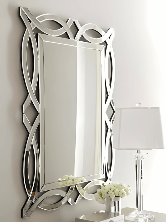 Afina ML-3242-S Afina Modern Luxe 32" x 42" Contemporary Scallop Decorative Wall Mirror ML-3242-S