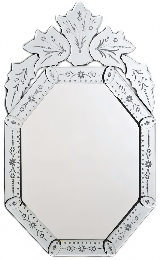 Afina RM-104 Afina Radiance Venetian 20" x 32" Octagonal Traditional Etched Glass Wall Mirror RM-104