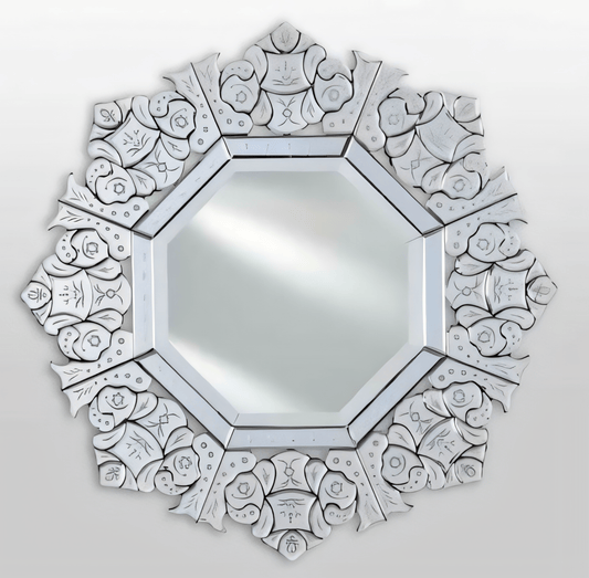 Afina RM-111 Afina Radiance Venetian 32" x 32" Octagonal Contemporary Cut Glass Wall Mirror RM-111