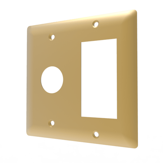 Amba AJ-DGP-SB Amba Double Gang Plate in Satin Brass - AJ-DGP-SB