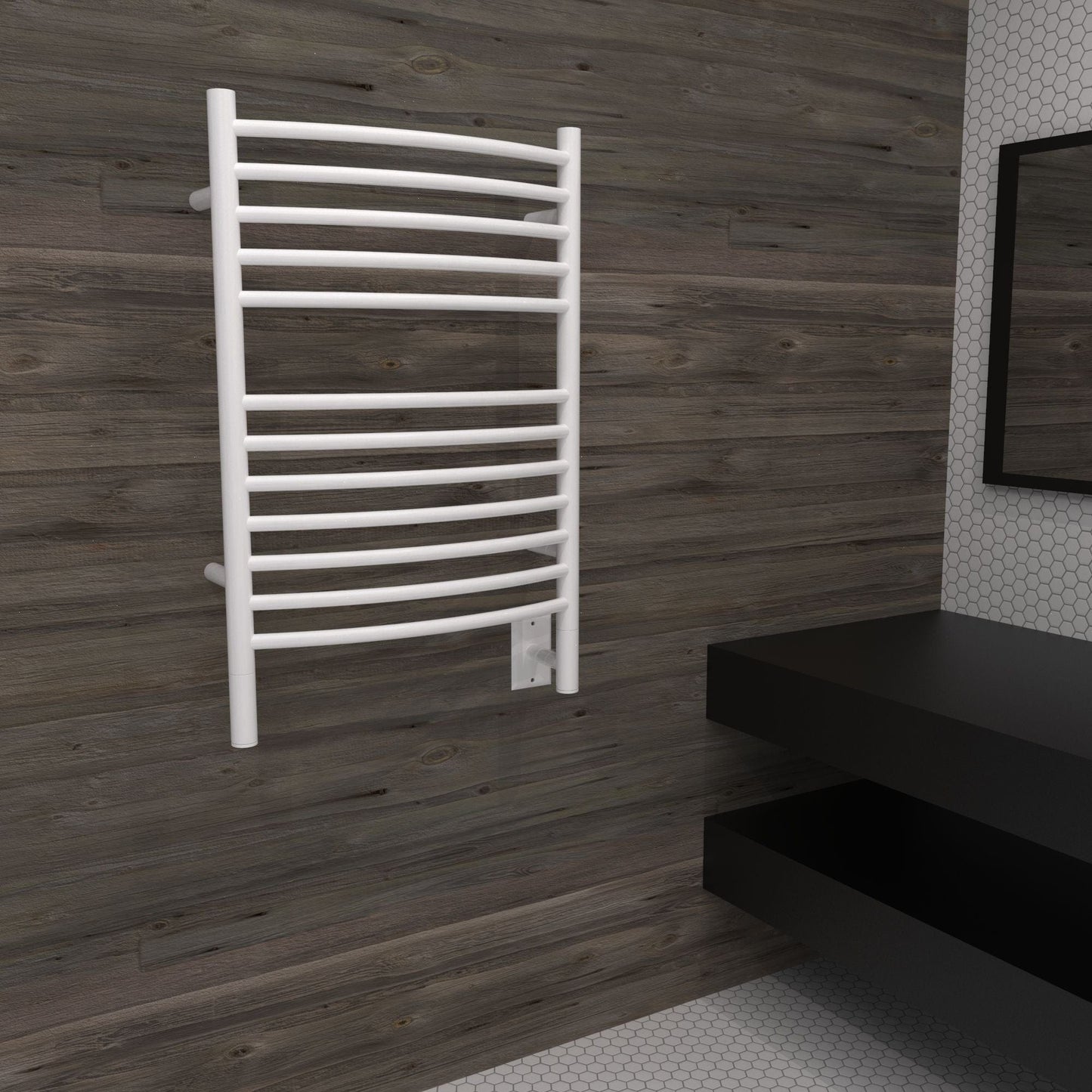 Amba ECW Amba Jeeves Model E Curved 12 Bar Hardwired Towel Warmer in White - ECW