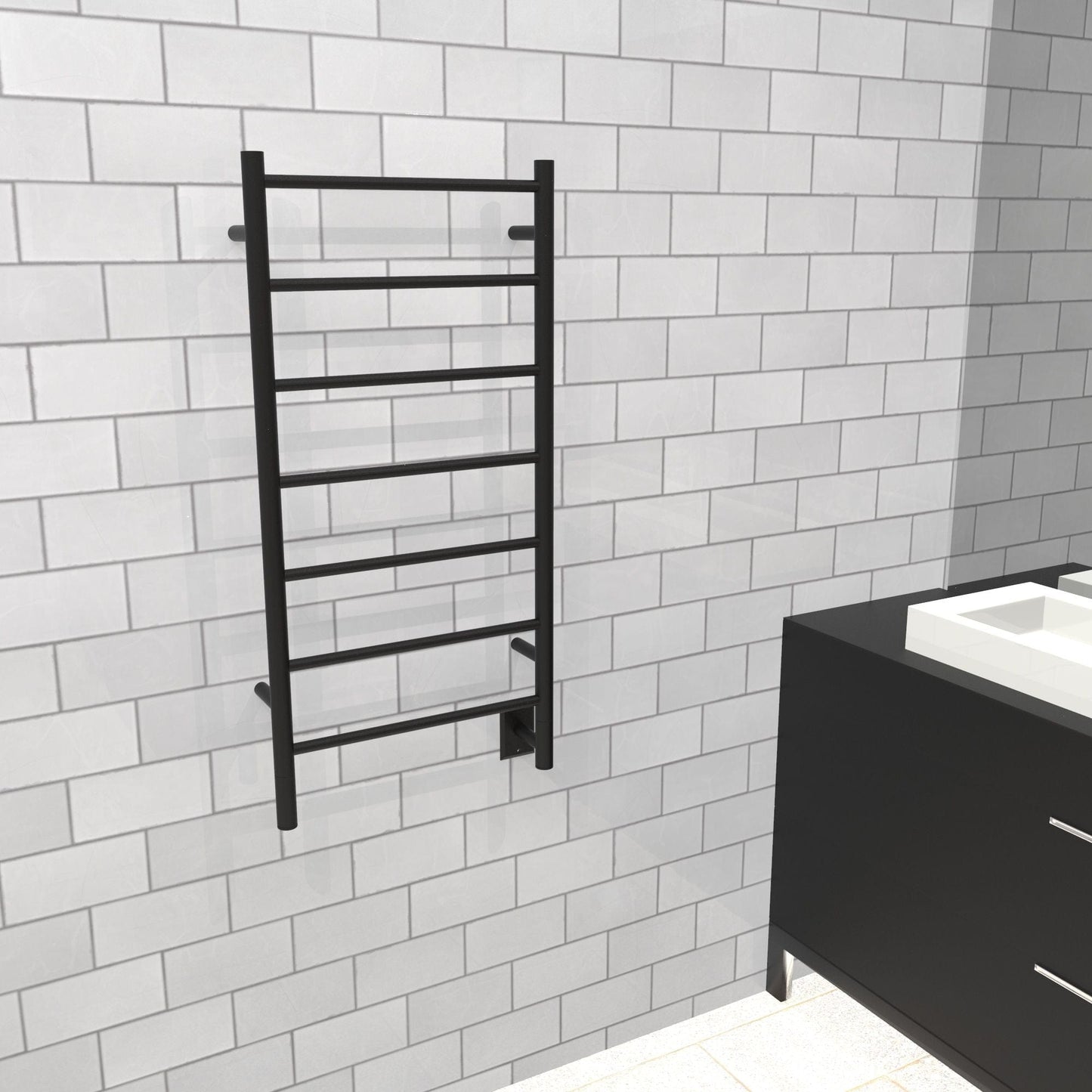 Amba FSMB Amba Jeeves Model F Straight 7 Bar Hardwired Drying Rack in Matte Black - FSMB