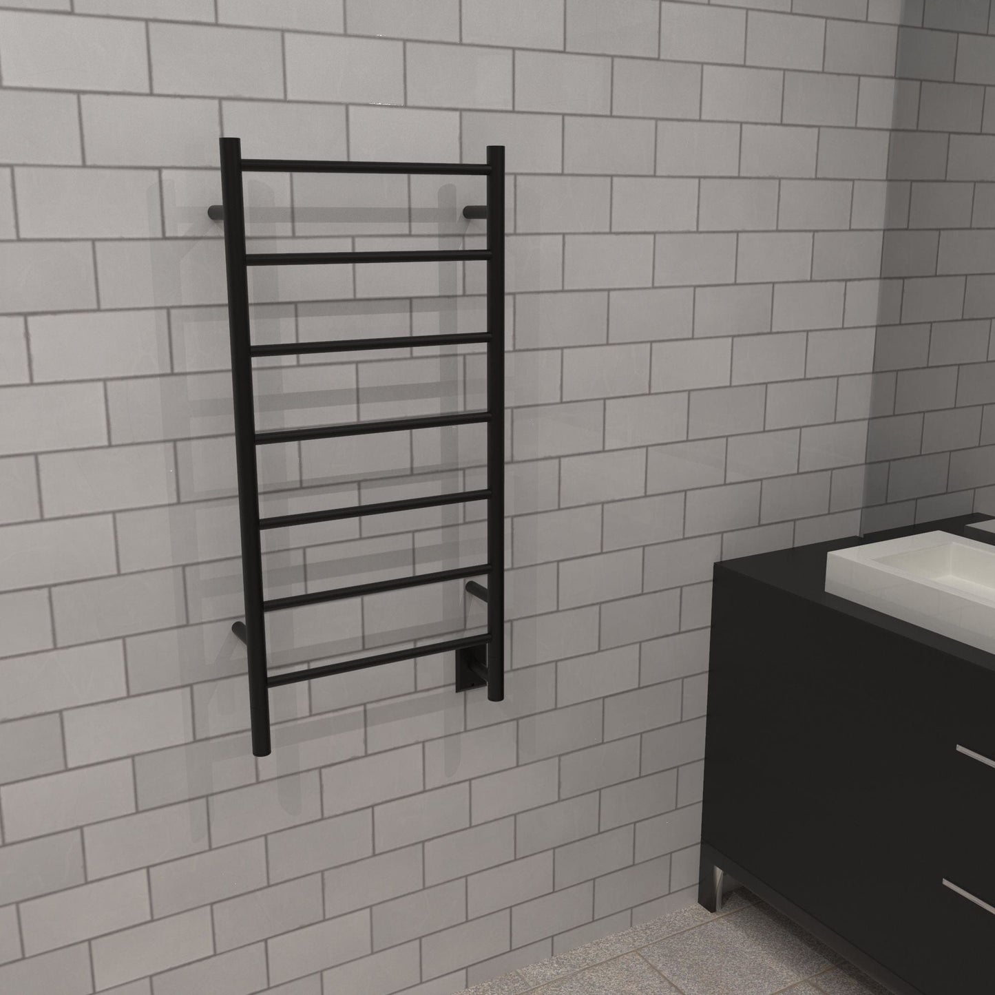 Amba FSMB Amba Jeeves Model F Straight 7 Bar Hardwired Drying Rack in Matte Black - FSMB