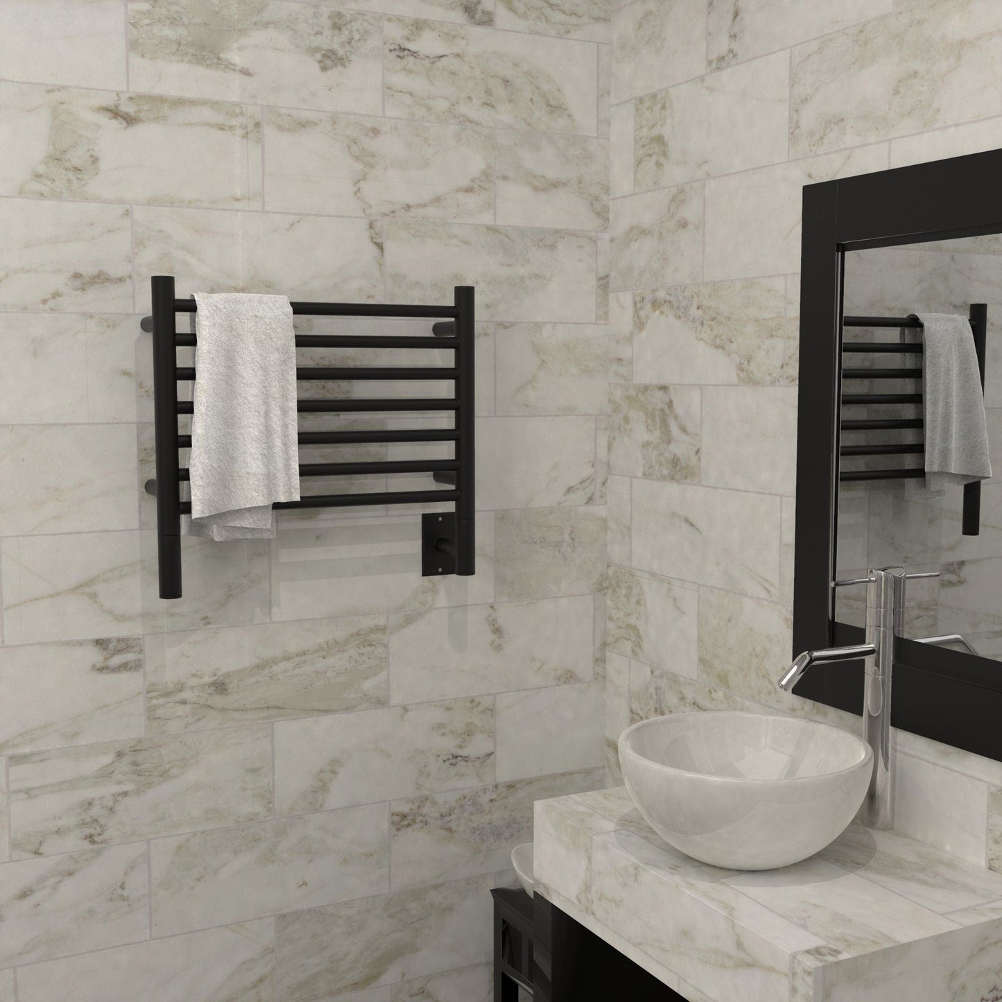 Amba HSMB Amba Jeeves Model H Straight 7 Bar Hardwired Towel Warmer in Matte Black - HSMB