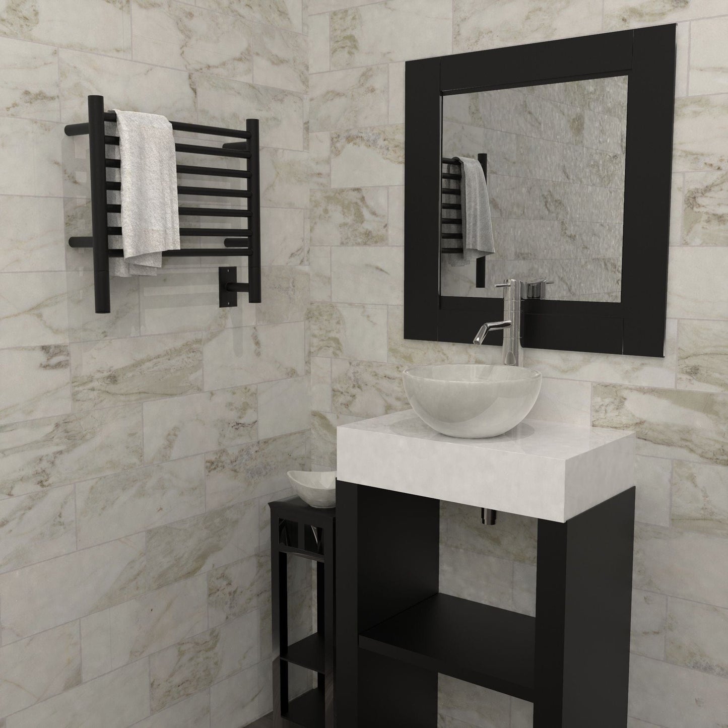Amba HSMB Amba Jeeves Model H Straight 7 Bar Hardwired Towel Warmer in Matte Black - HSMB
