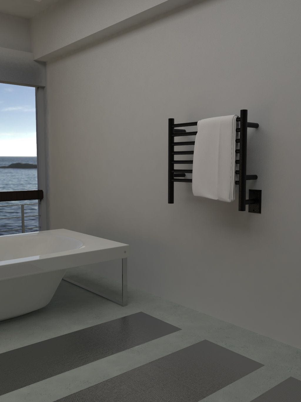Amba HSMB Amba Jeeves Model H Straight 7 Bar Hardwired Towel Warmer in Matte Black - HSMB