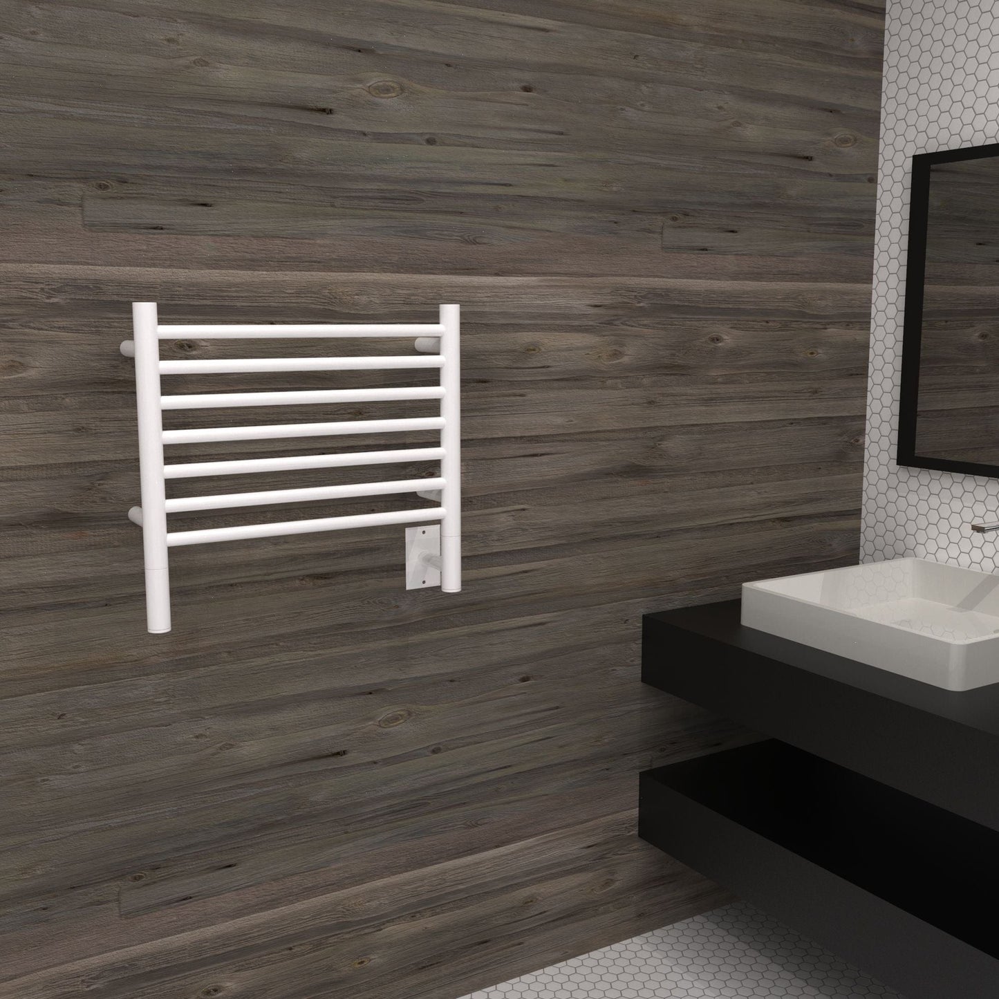 Amba HSW Amba Jeeves Model H Straight 7 Bar Hardwired Towel Warmer in White - HSW