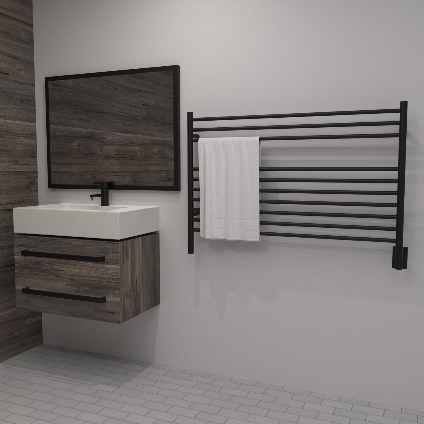 Amba LSMB Amba Jeeves Model L Straight 10 Bar Hardwired Towel Warmer in Matte Black - LSMB