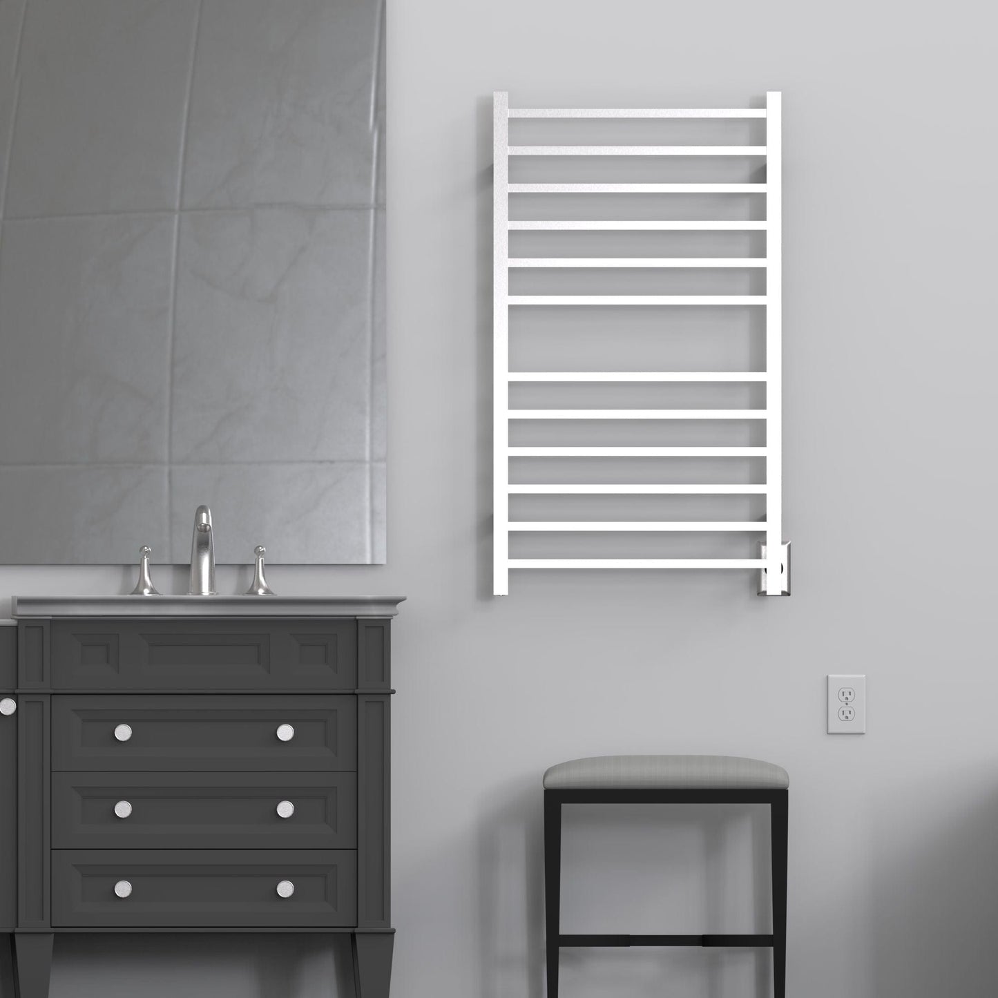 Amba RSWHL-B Amba Radiant Large Square Hardwired + Plug-in Combo 12 Bar Towel Warmer in Brushed - RSWHL-B