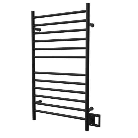 Amba RWHL-SMB Amba Radiant Large Hardwired + Plug-in Combo Straight 12 Bar Towel Warmer in Matte Black - RWHL-SMB