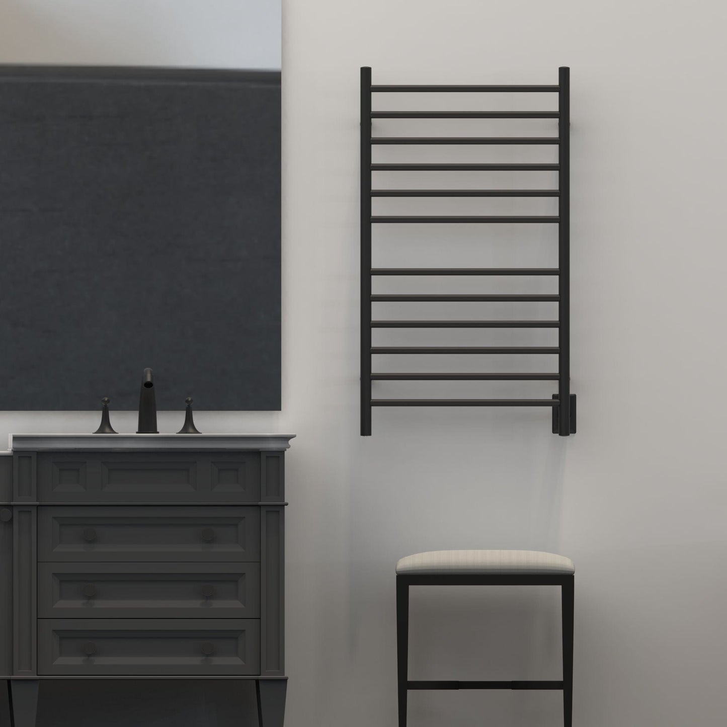 Amba RWHL-SMB Amba Radiant Large Hardwired + Plug-in Combo Straight 12 Bar Towel Warmer in Matte Black - RWHL-SMB