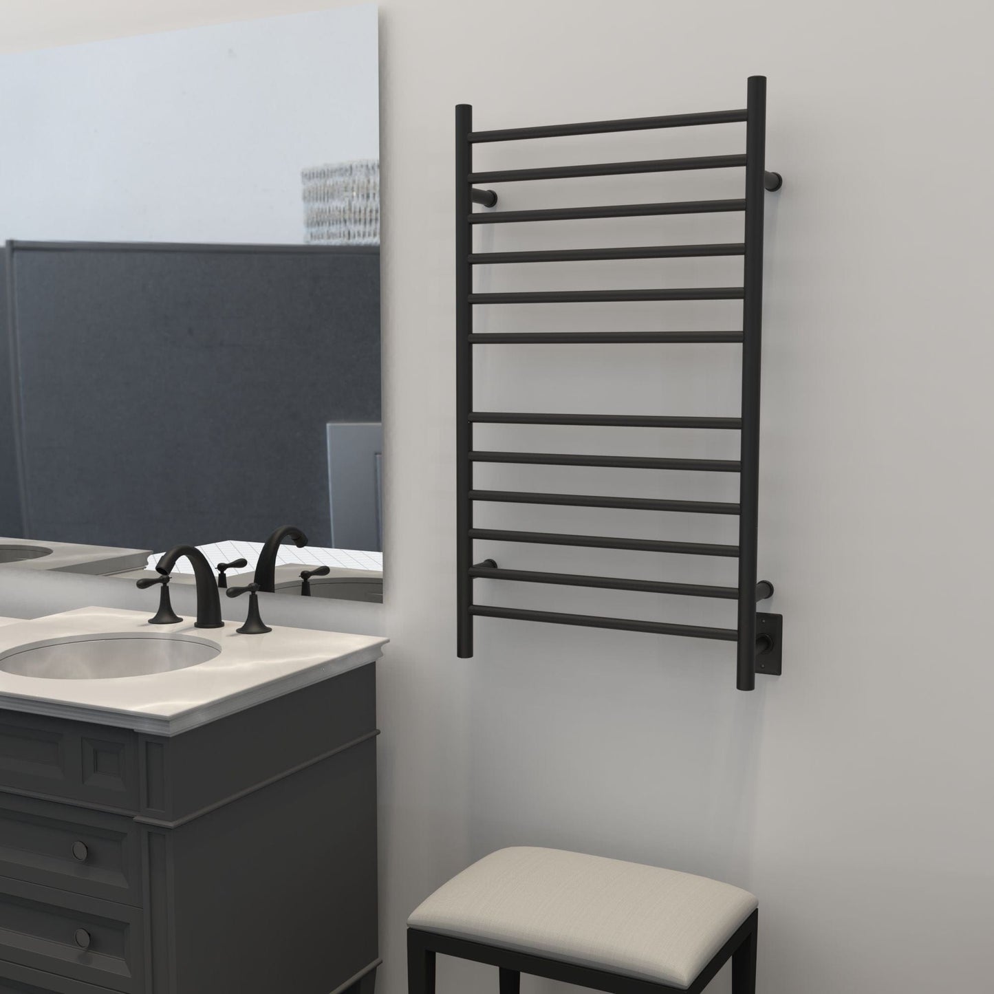 Amba RWHL-SMB Amba Radiant Large Hardwired + Plug-in Combo Straight 12 Bar Towel Warmer in Matte Black - RWHL-SMB