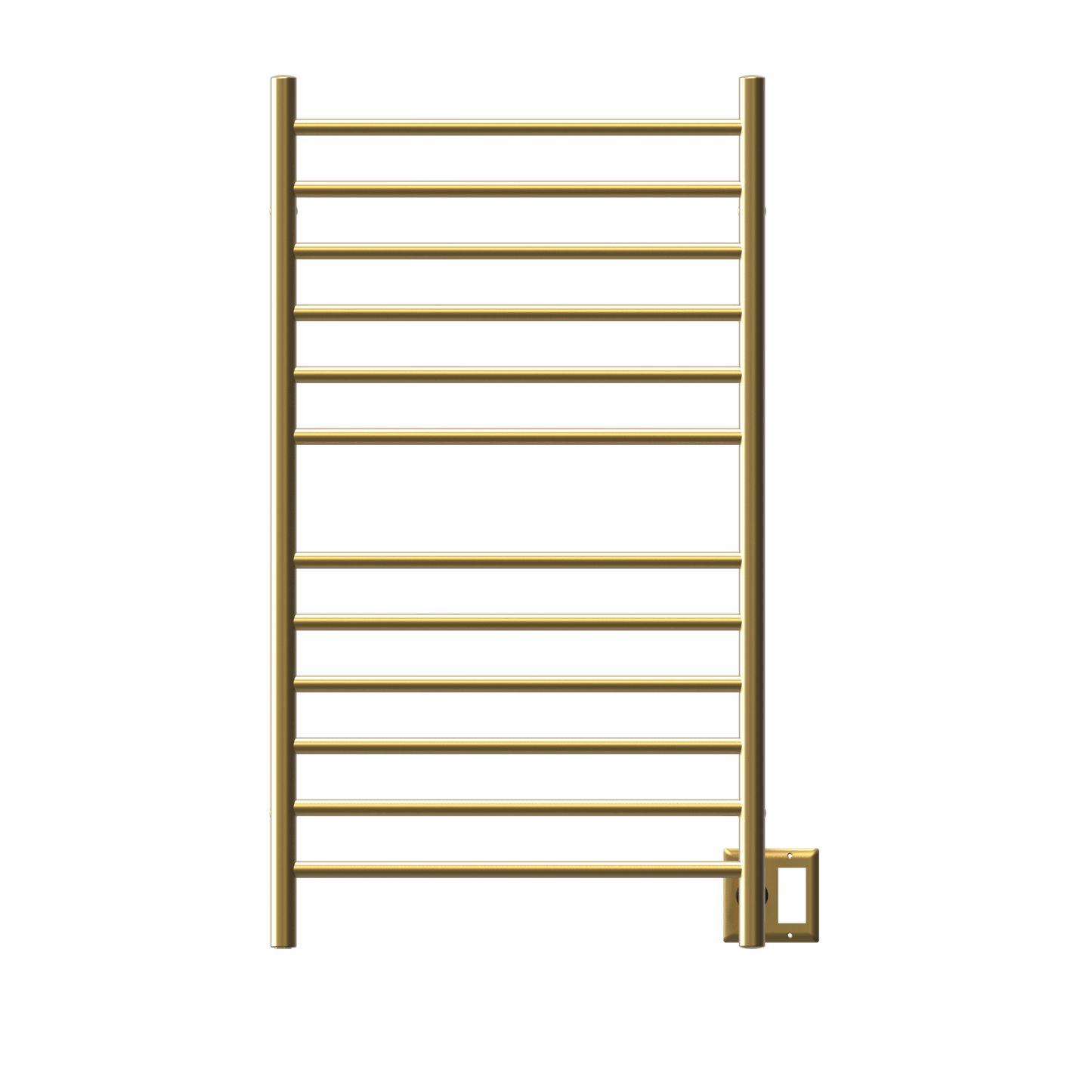 Amba RWHL-SSB Amba Radiant Large Hardwired + Plug-in Combo Straight 12 Bar Towel Warmer in Satin Brass - RWHL-SSB