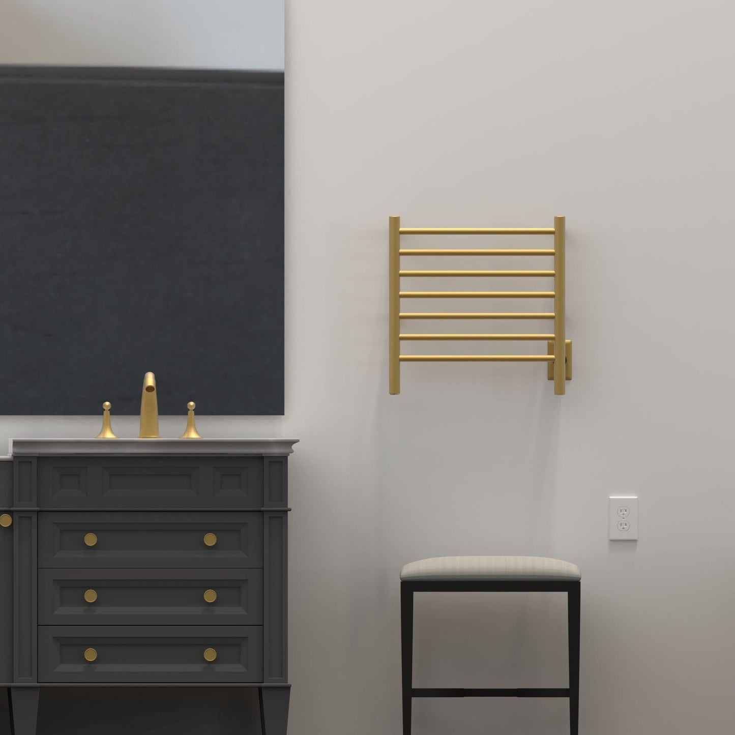 Amba RWHS-SSB Amba Radiant Small Hardwired + Plug-in Combo 7 Bar Towel Warmer in Satin Brass - RWHS-SSB