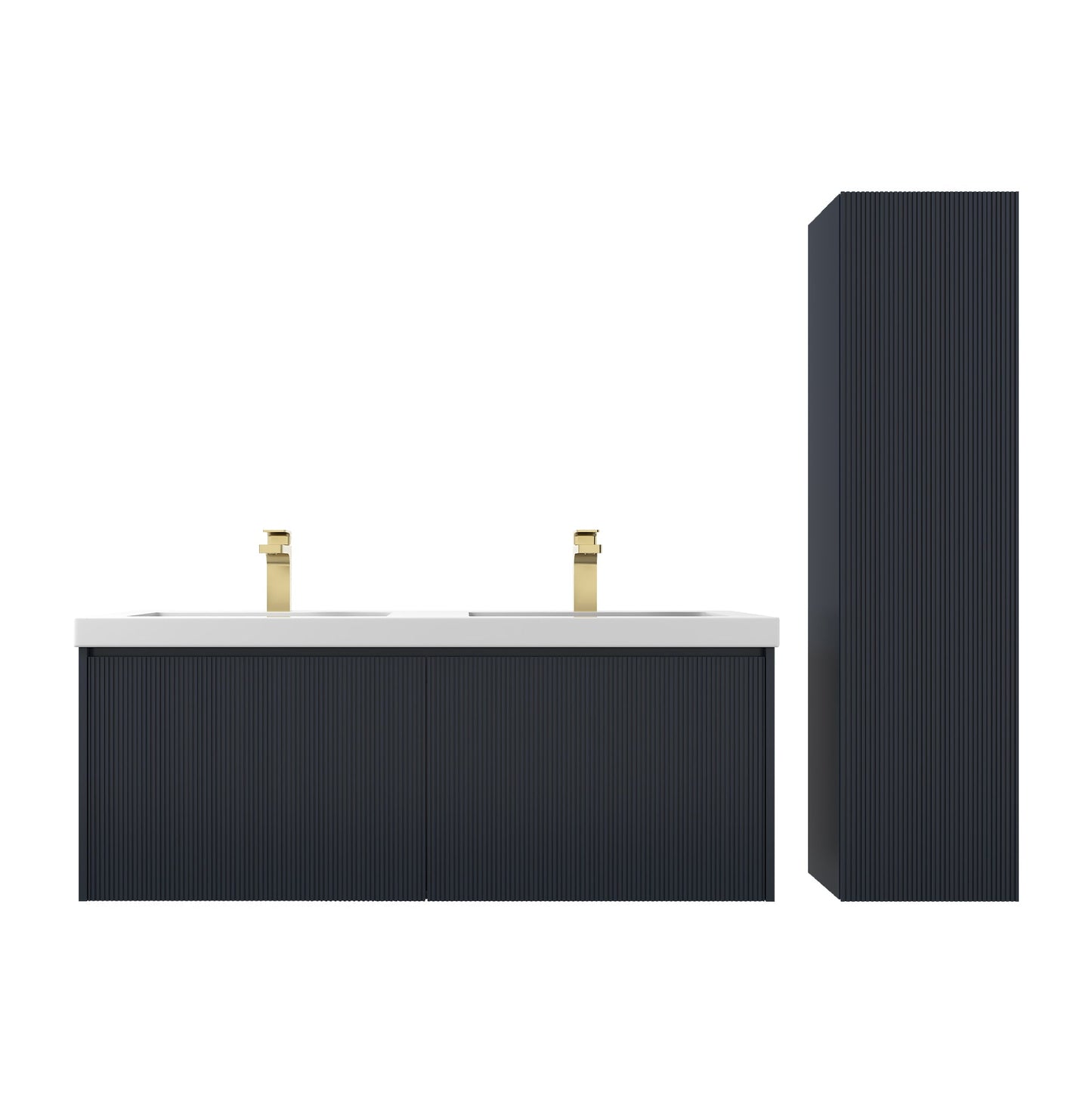 Blossom 028 48 26D A 2SC Blossom 48" Floating Bathroom Vanity with Double Sink & 2 Side Cabinets - Night Blue 028 48 26D A 2SC