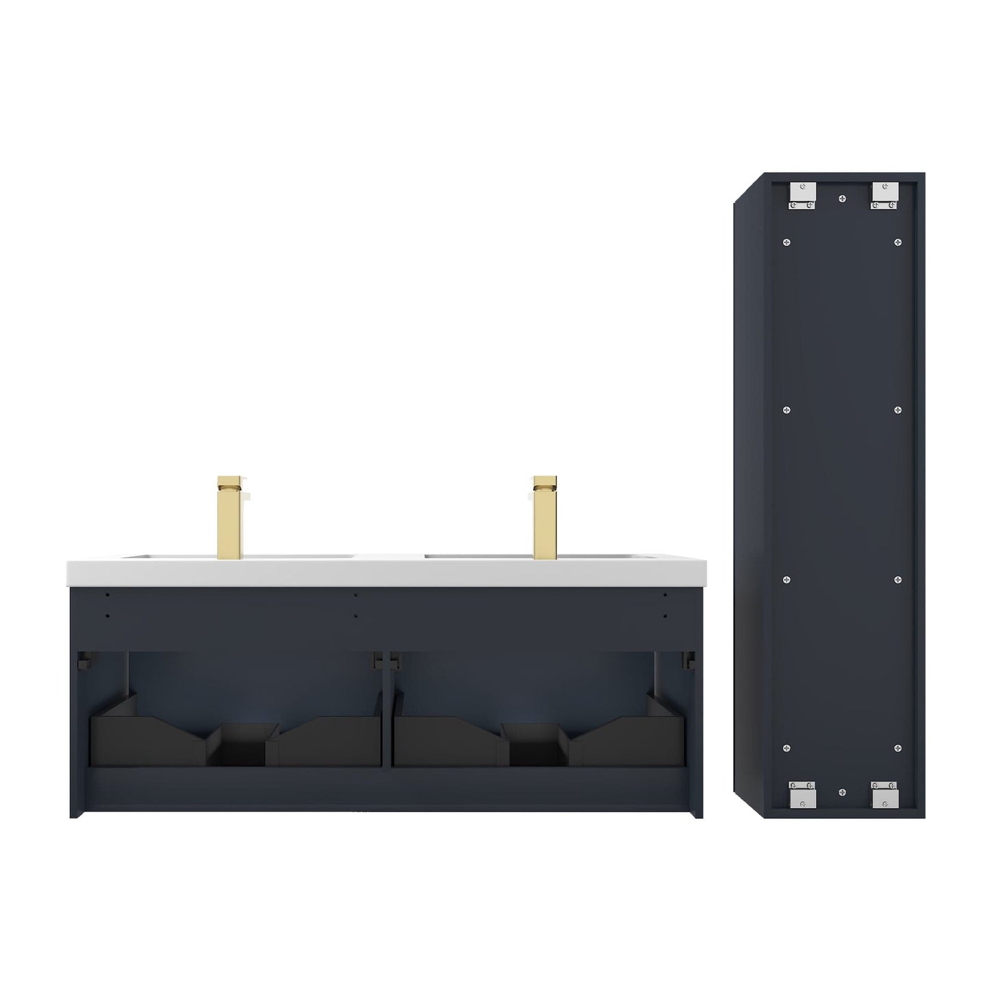Blossom 028 48 26D A 2SC Blossom 48" Floating Bathroom Vanity with Double Sink & 2 Side Cabinets - Night Blue 028 48 26D A 2SC