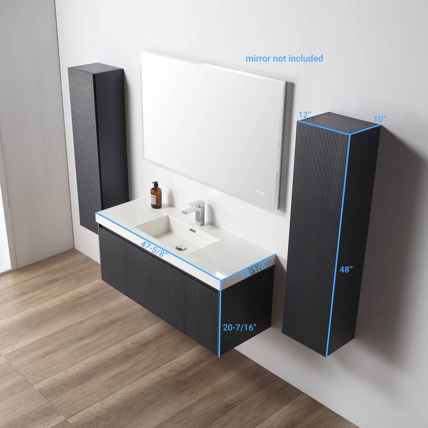 Blossom 028 48 26S A 2SC Blossom 48" Floating Bathroom Vanity with Single Sink & 2 Side Cabinets - Night Blue 028 48 26S A 2SC