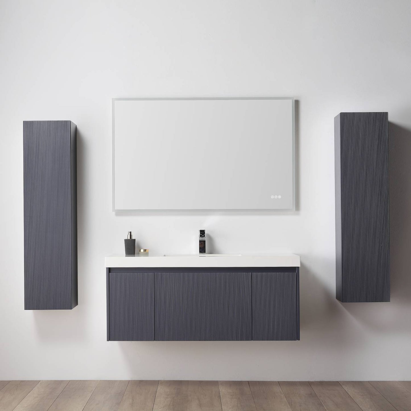 Blossom 028 48 26S A 2SC Blossom 48" Floating Bathroom Vanity with Single Sink & 2 Side Cabinets - Night Blue 028 48 26S A 2SC
