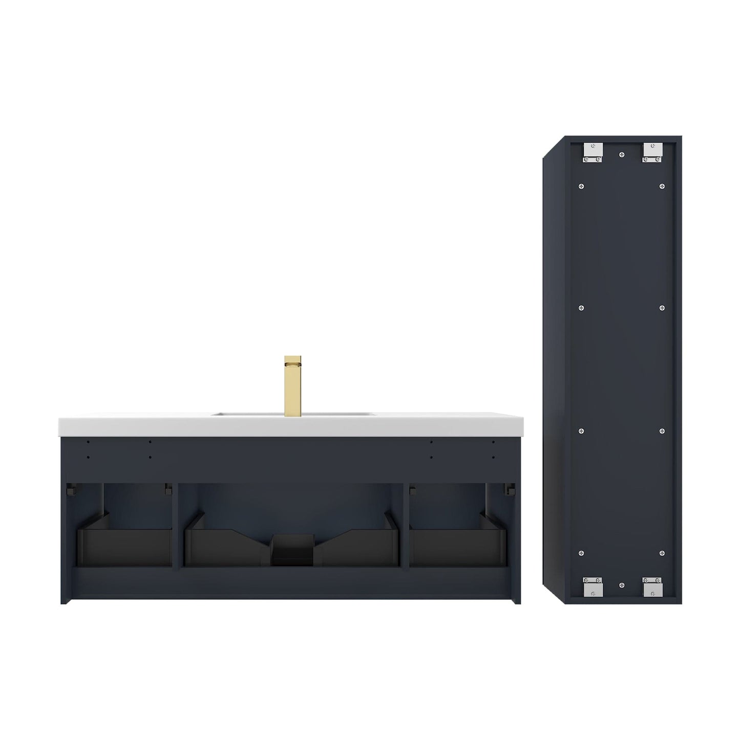 Blossom 028 48 26S A 2SC Blossom 48" Floating Bathroom Vanity with Single Sink & 2 Side Cabinets - Night Blue 028 48 26S A 2SC