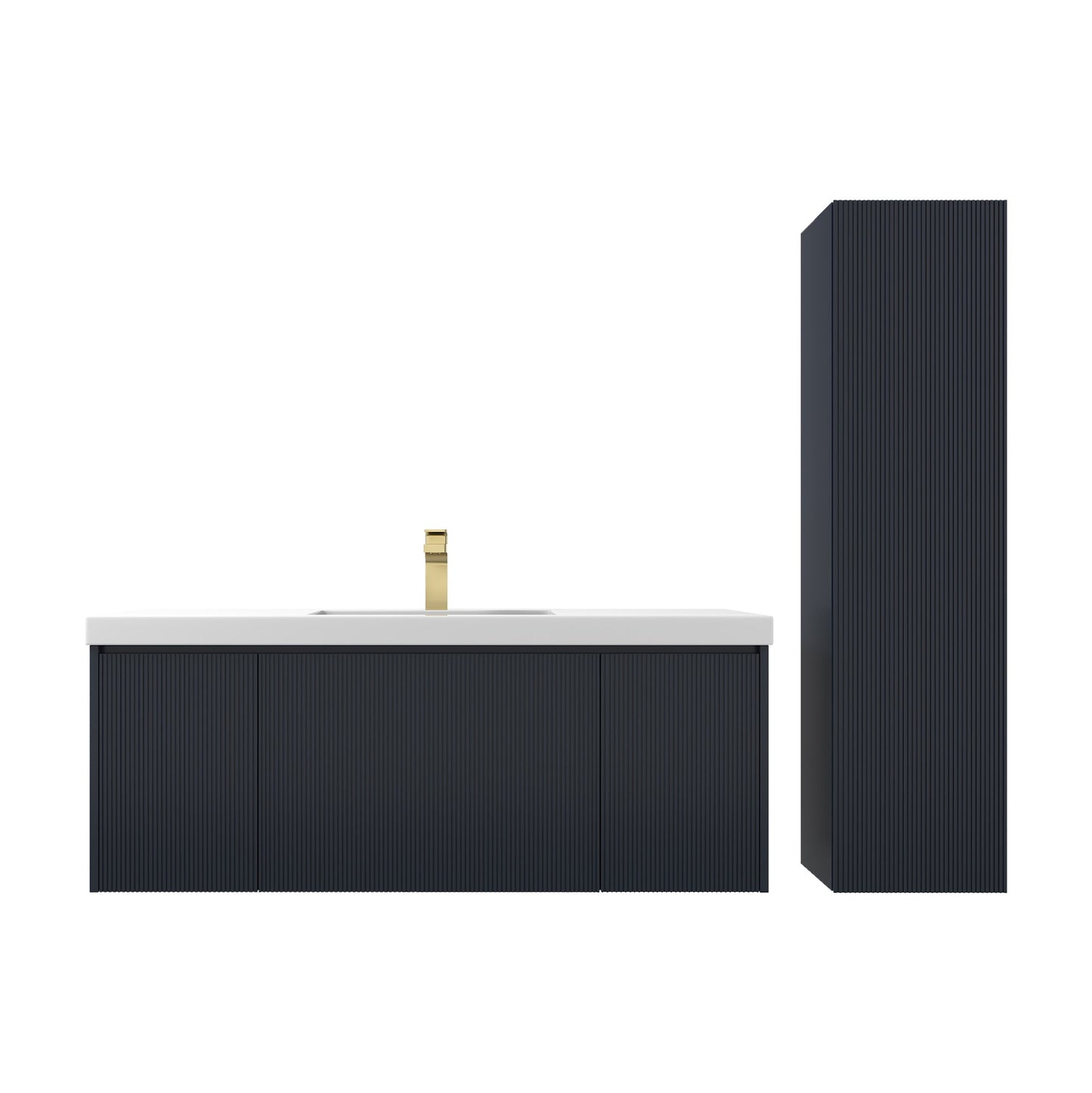 Blossom 028 48 26S A 2SC Blossom 48" Floating Bathroom Vanity with Single Sink & 2 Side Cabinets - Night Blue 028 48 26S A 2SC