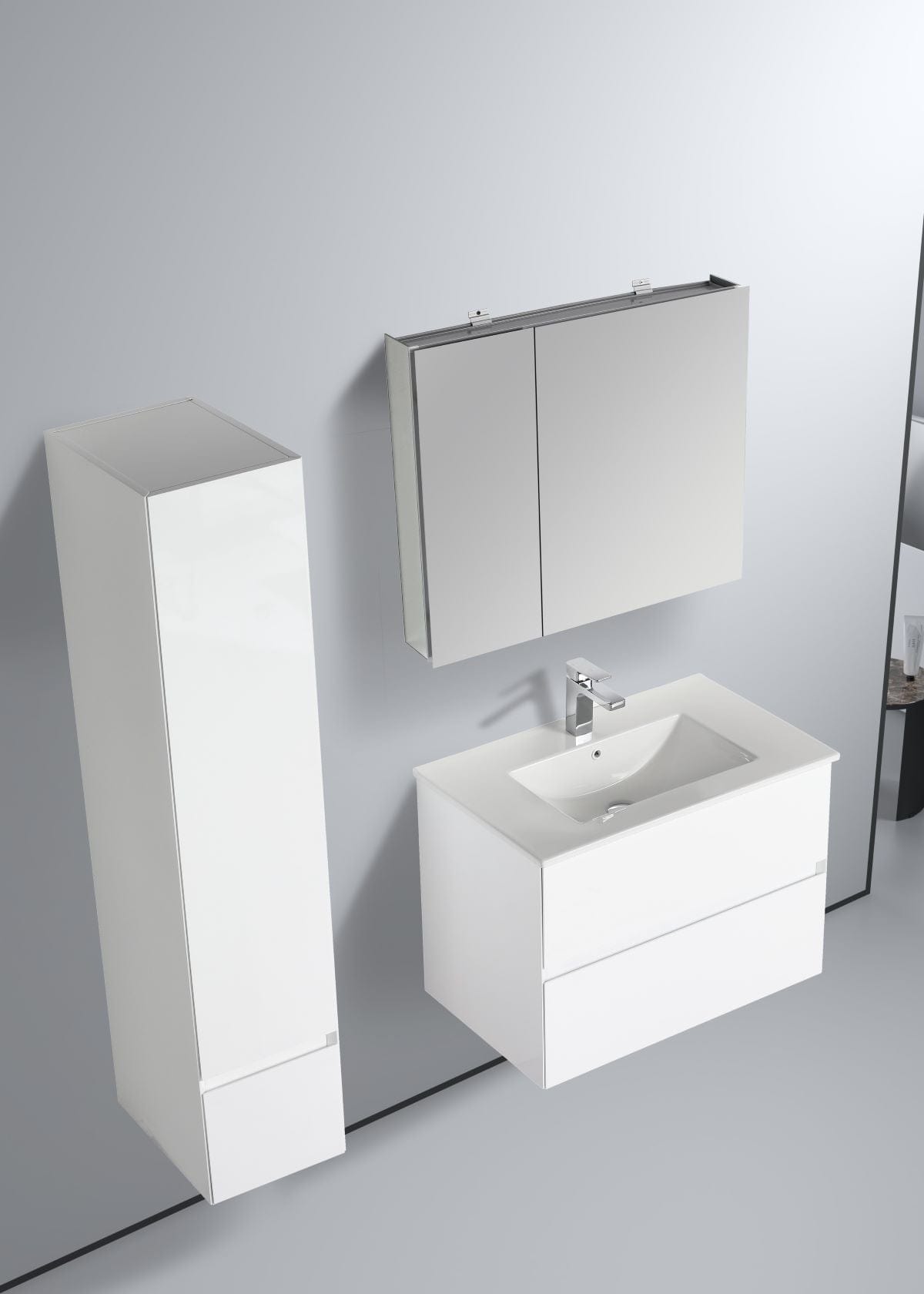 Blossom S8036 12 01 L Blossom Assisi 12″ Side Cabinet (Left) - Glossy White S8036 12 01 L