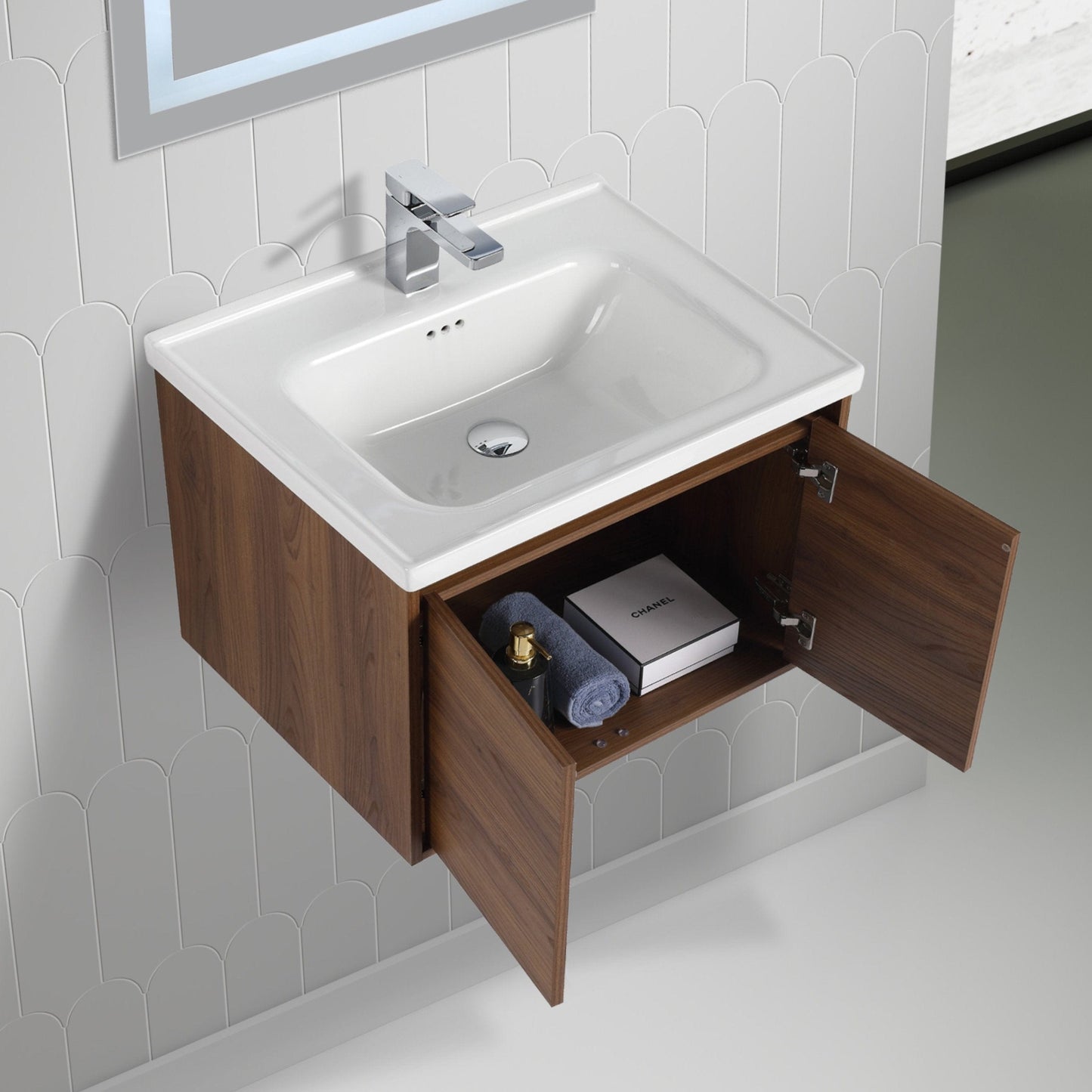 Blossom V8035 24 11 C Blossom Bern 24″ Vanity With Ceramic Basin - Brown Walnut V8035 24 11 C