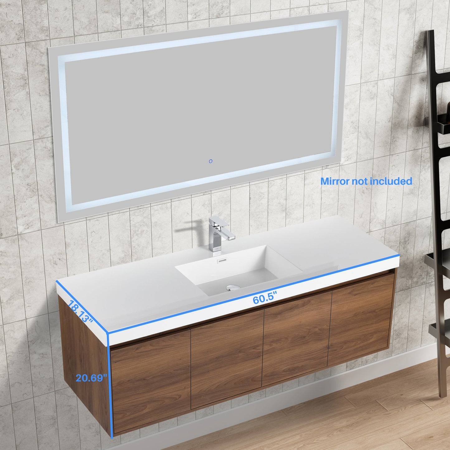 Blossom V8035 60 11 S Blossom Bern 60″ Single Vanity - Brown Walnut V8035 60 11 S