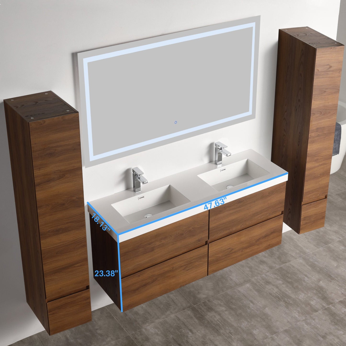 Blossom V8036 48 11 Blossom Assisi 48″ Vanity Double Sink - Brown Walnut V8036 48 11