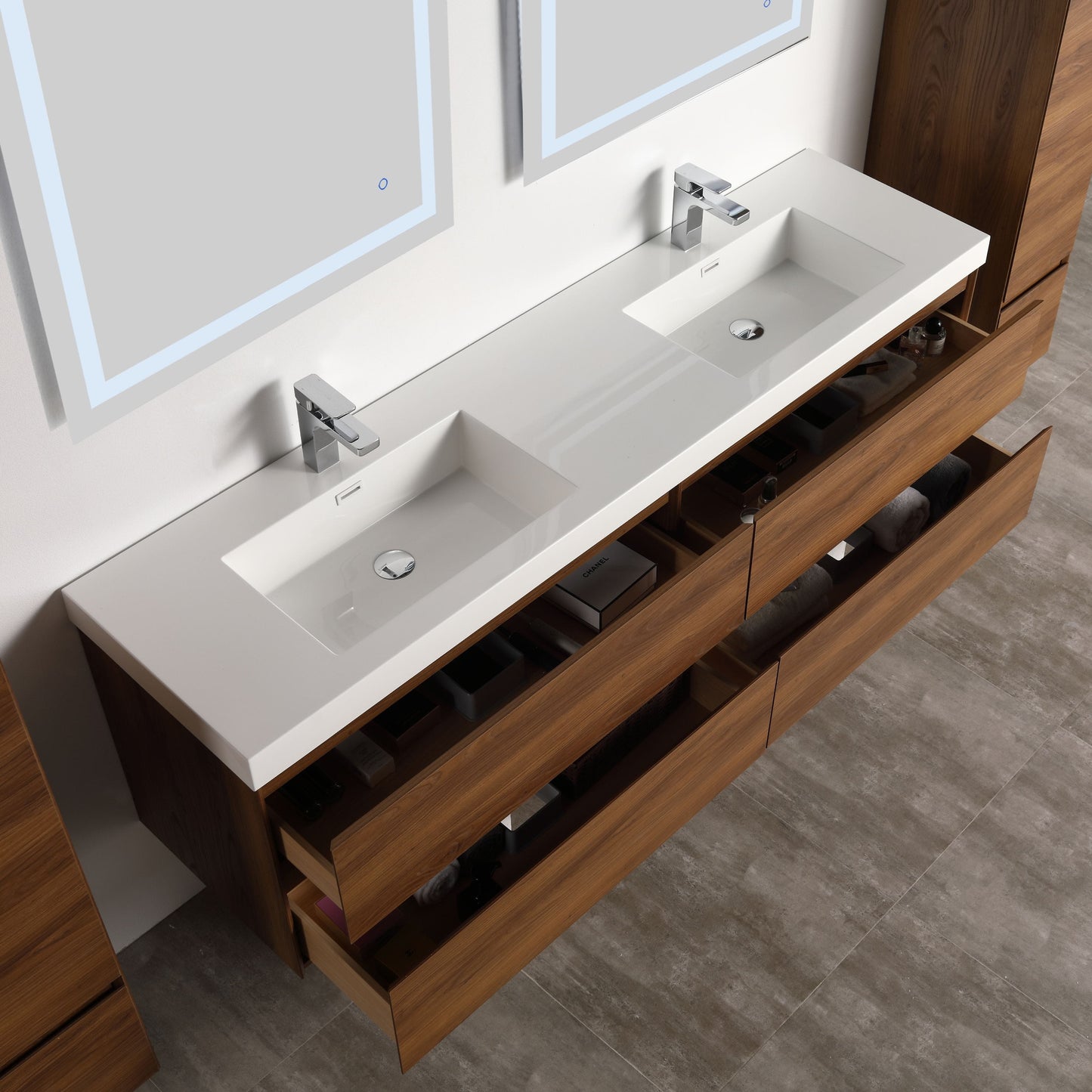 Blossom V8036 72 11 Blossom Assisi 72″ Vanity Double Sink - Brown Walnut V8036 72 11