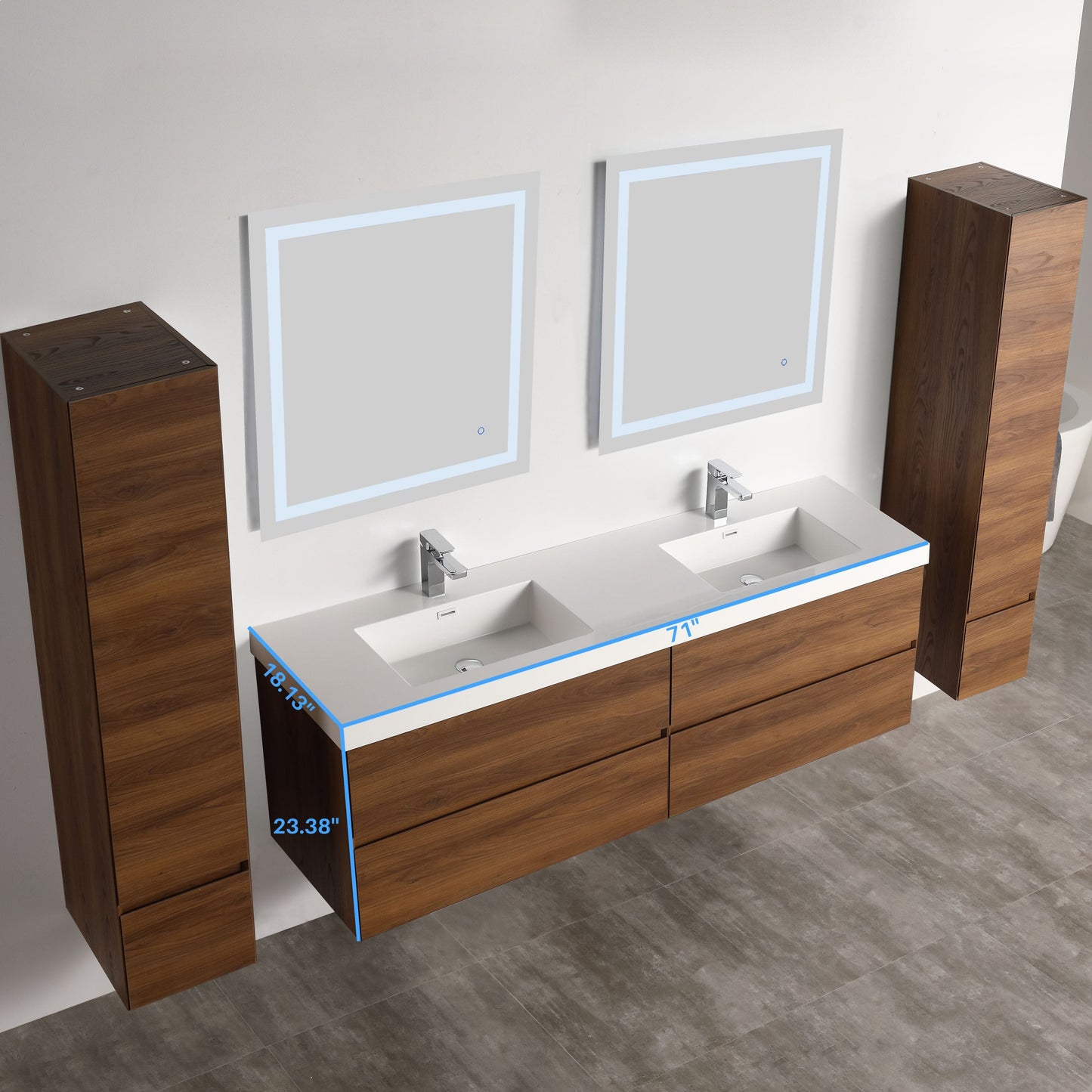 Blossom V8036 72 11 Blossom Assisi 72″ Vanity Double Sink - Brown Walnut V8036 72 11