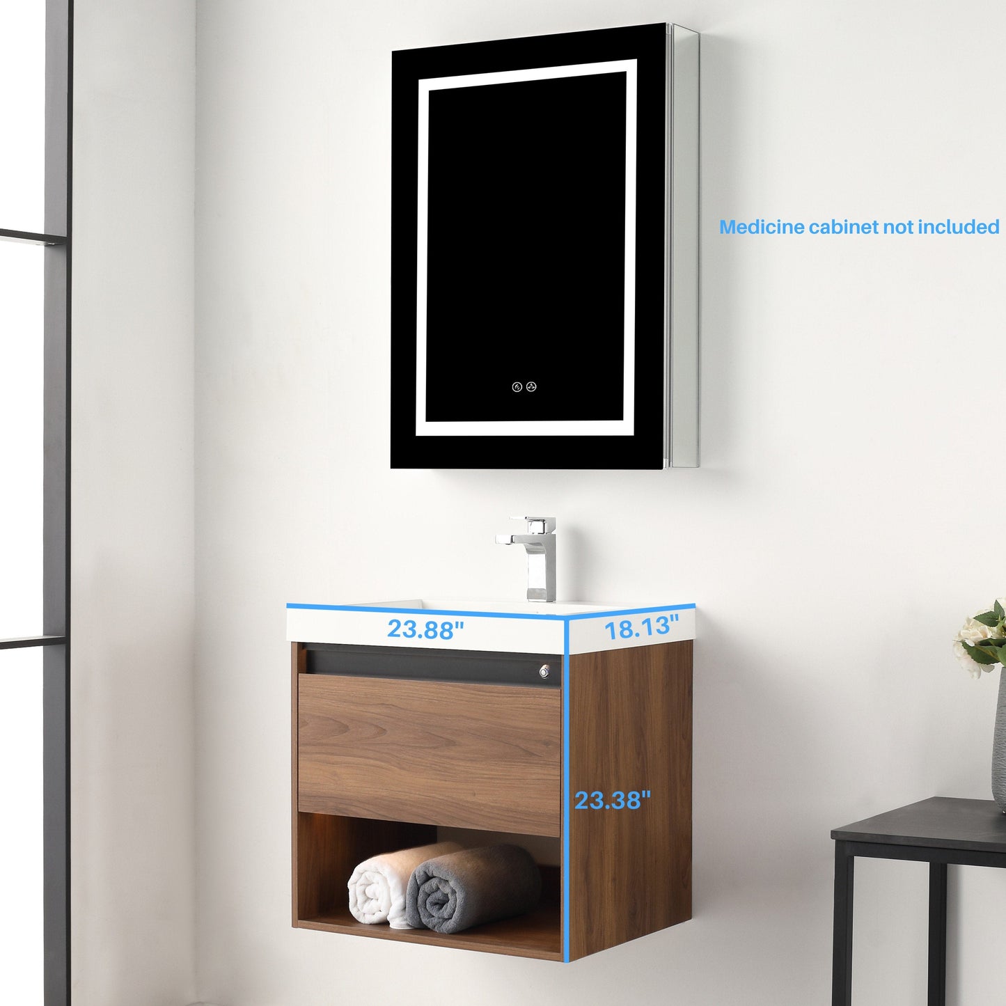 Blossom V8037 24 11 Blossom Bergen 24″ Vanity (Dual LED Illuminated) - Brown Walnut V8037 24 11