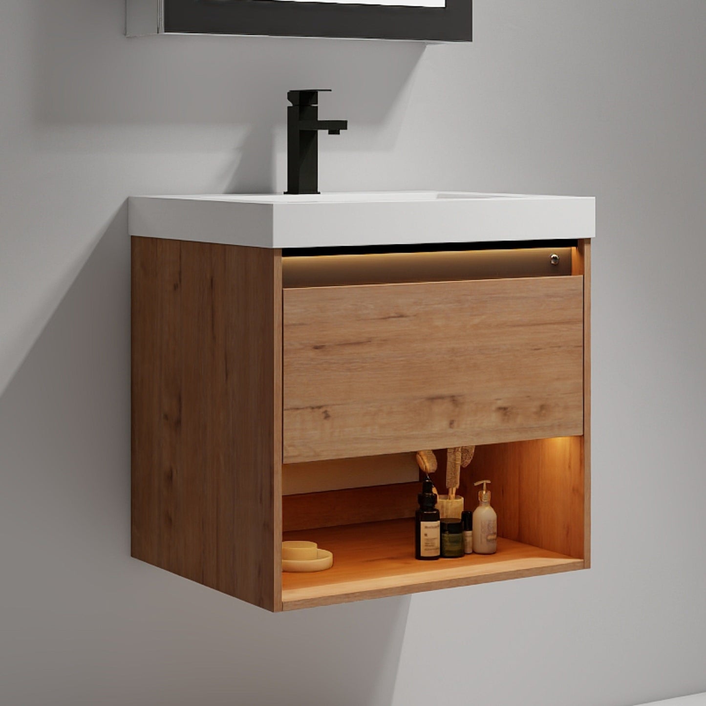 Blossom V8037 24 11 Blossom Bergen 24″ Vanity (Dual LED Illuminated) - Brown Walnut V8037 24 11