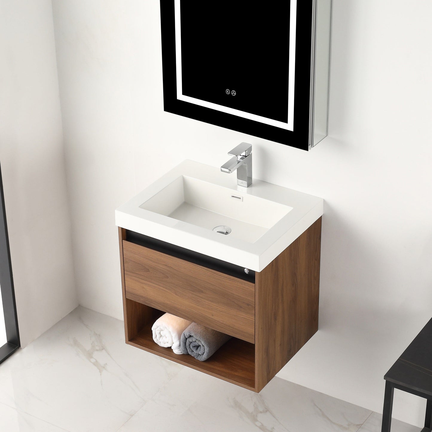 Blossom V8037 24 11 Blossom Bergen 24″ Vanity (Dual LED Illuminated) - Brown Walnut V8037 24 11