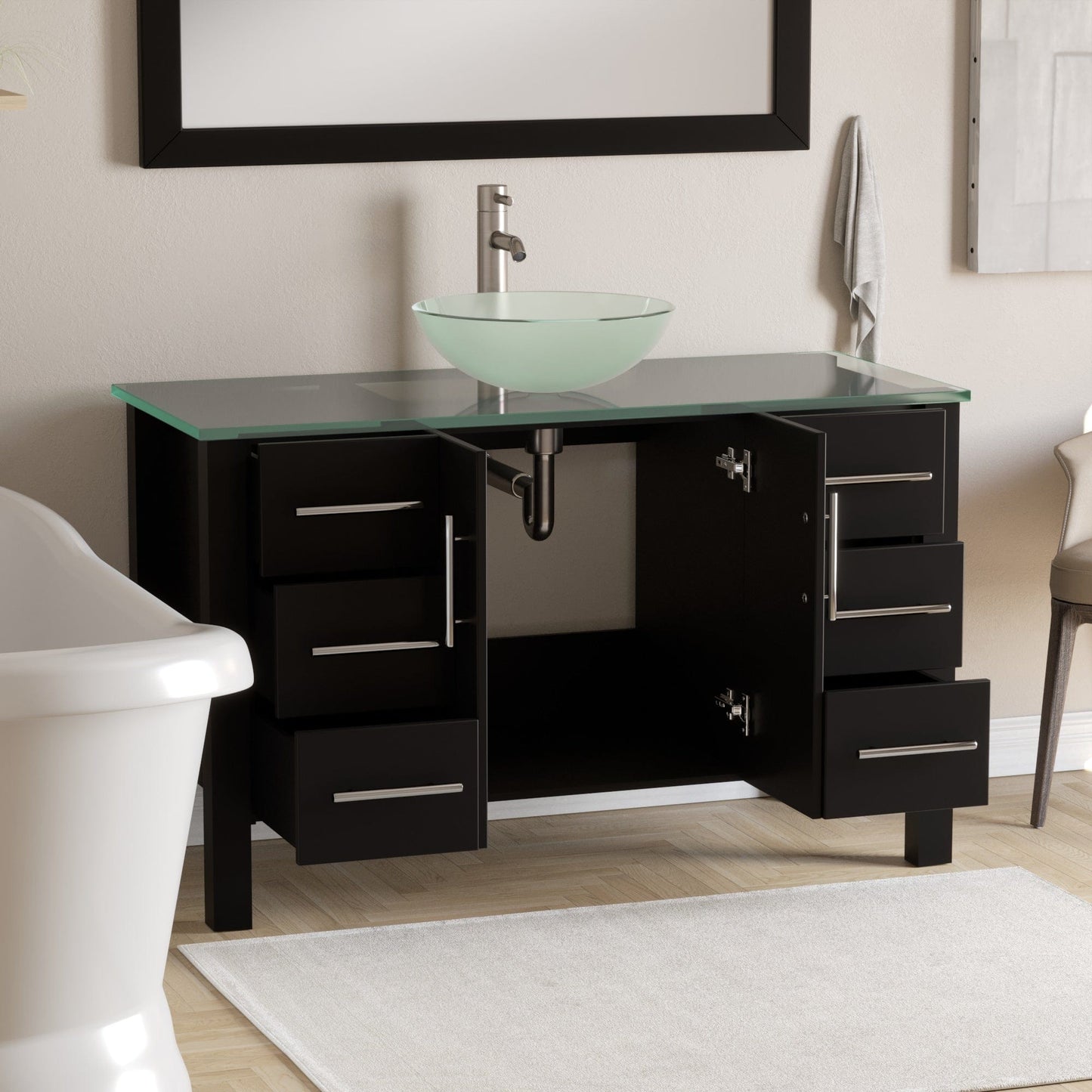 Cambridge Plumbing 8116B-BN Complete 48" Espresso Vanity Set with Brushed Nickel Plumbing (8116B-BN)