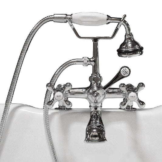 Cambridge Plumbing CAM463-2-CP Clawfoot Tub Deck Mount Brass Faucet with Hand Held Shower - Polished Chrome (CAM463-2-CP)