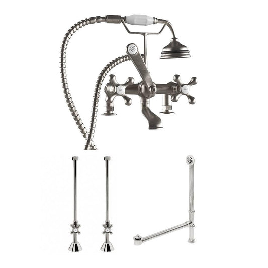 Cambridge Plumbing CAM463D-2-PKG-BN Complete Brushed Nickel Deck Mount Plumbing Package for Clawfoot Tub (CAM463D-2-PKG-BN)