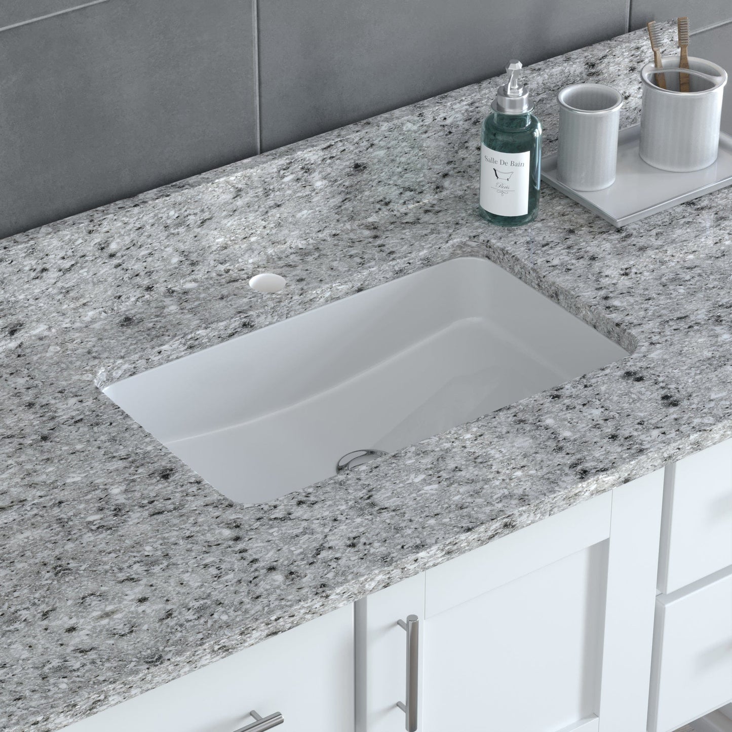 Cambridge Plumbing P48W-PEPPER USA Patriot 48" White Bathroom Vanity - Pepper Counter (P48W-PEPPER)