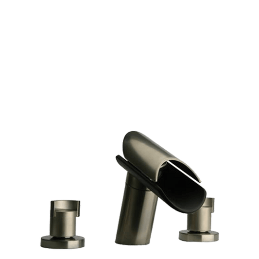 Latoscana 73PW214LZ LaToscana 73PW214LZ MORGANA Widespread Waterfall Style Lavatory Faucet with Wenge Spout in Brushed Nickel