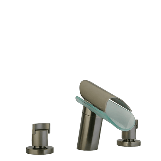 Latoscana 73PW214VR LaToscana 73PW214VR MORGANA Widespread Waterfall Style Lavatory Faucet with Glass Spout in Brushed Nickel