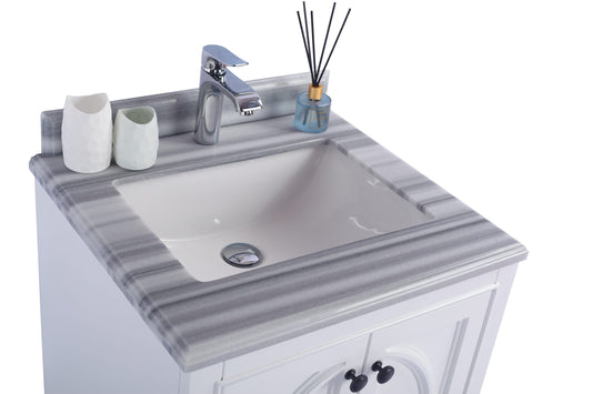 Laviva 313613-24W-WS Laviva Odyssey 24" White Bathroom Vanity with White Stripes Marble Countertop 313613-24W-WS