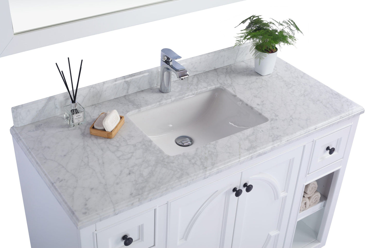 Laviva 313613-48W-WC Laviva Odyssey 48" White Bathroom Vanity with White Carrara Marble Countertop 313613-48W-WC