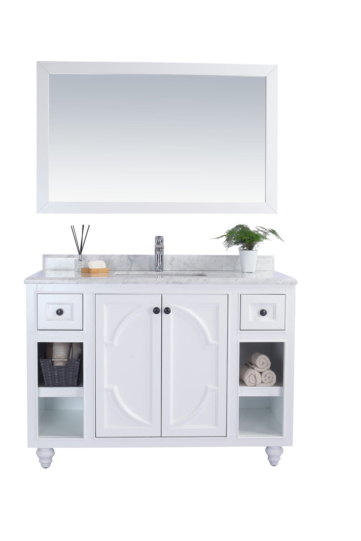 Laviva 313613-48W-WC Laviva Odyssey 48" White Bathroom Vanity with White Carrara Marble Countertop 313613-48W-WC