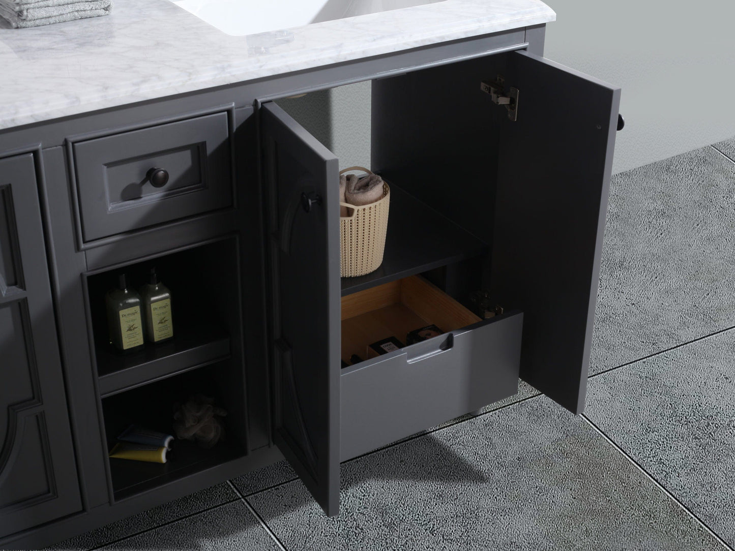 Laviva 313613-60G Laviva Odyssey 60" Maple Gray Double Sink Bathroom Vanity Cabinet 313613-60G