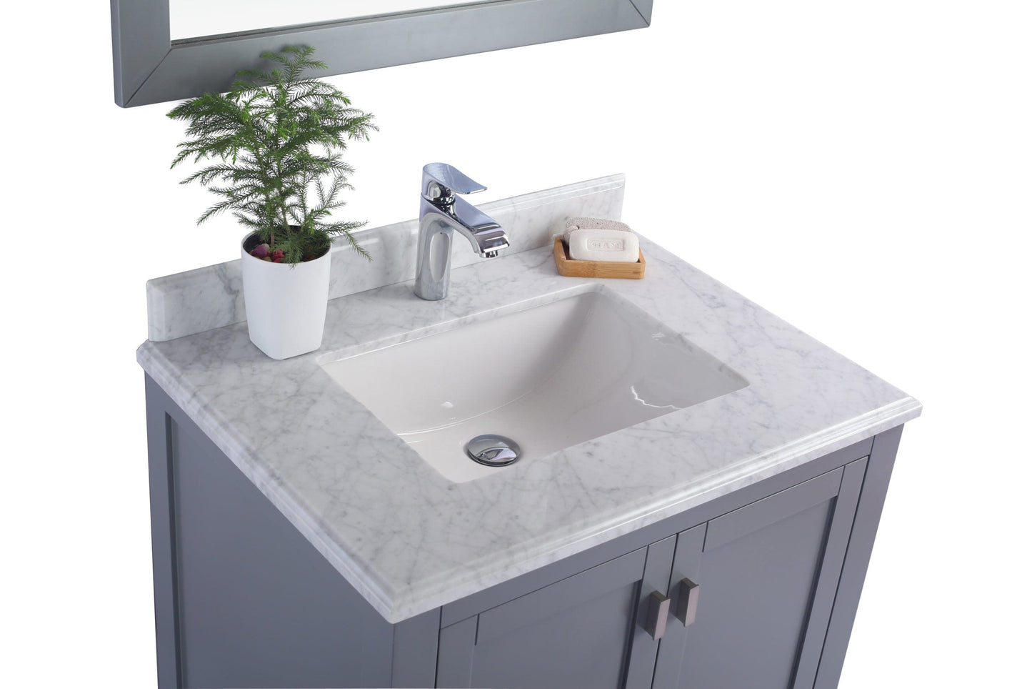 Laviva 313ANG-30G-WC Laviva Wilson 30" Gray Bathroom Vanity with White Carrara Marble Countertop 313ANG-30G-WC