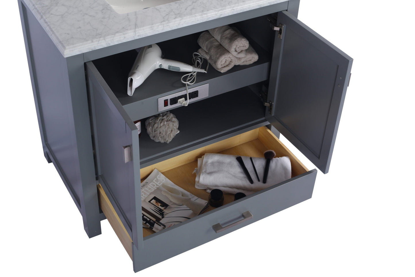 Laviva 313ANG-36G Laviva Wilson 36" Gray Bathroom Vanity Cabinet 313ANG-36G