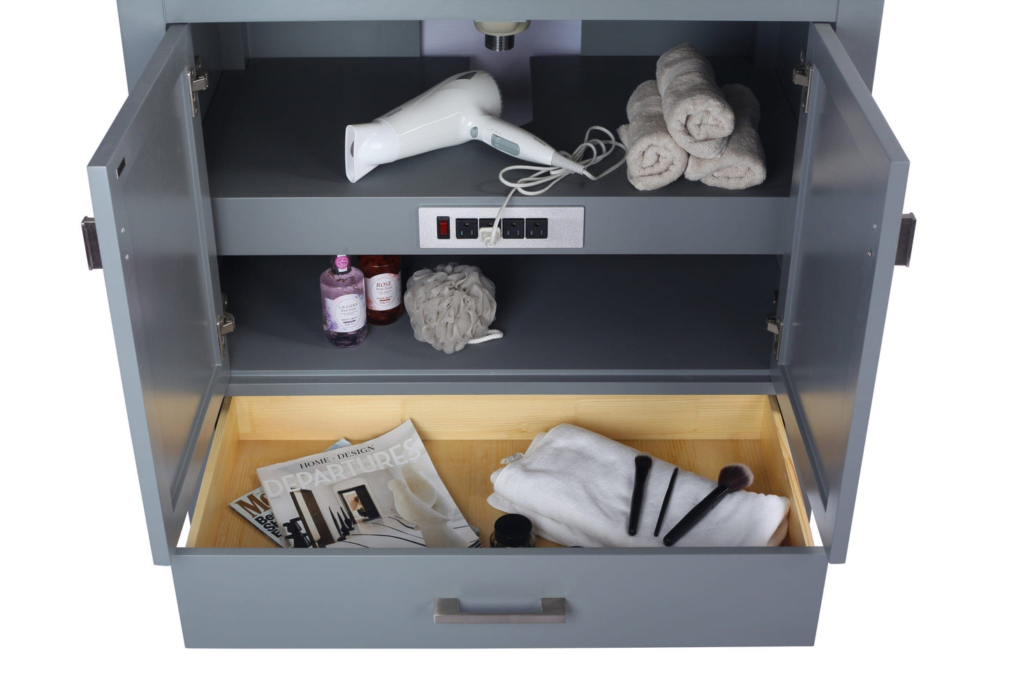 Laviva 313ANG-36G-WQ Laviva Wilson 36" Gray Bathroom Vanity with White Quartz Countertop 313ANG-36G-WQ