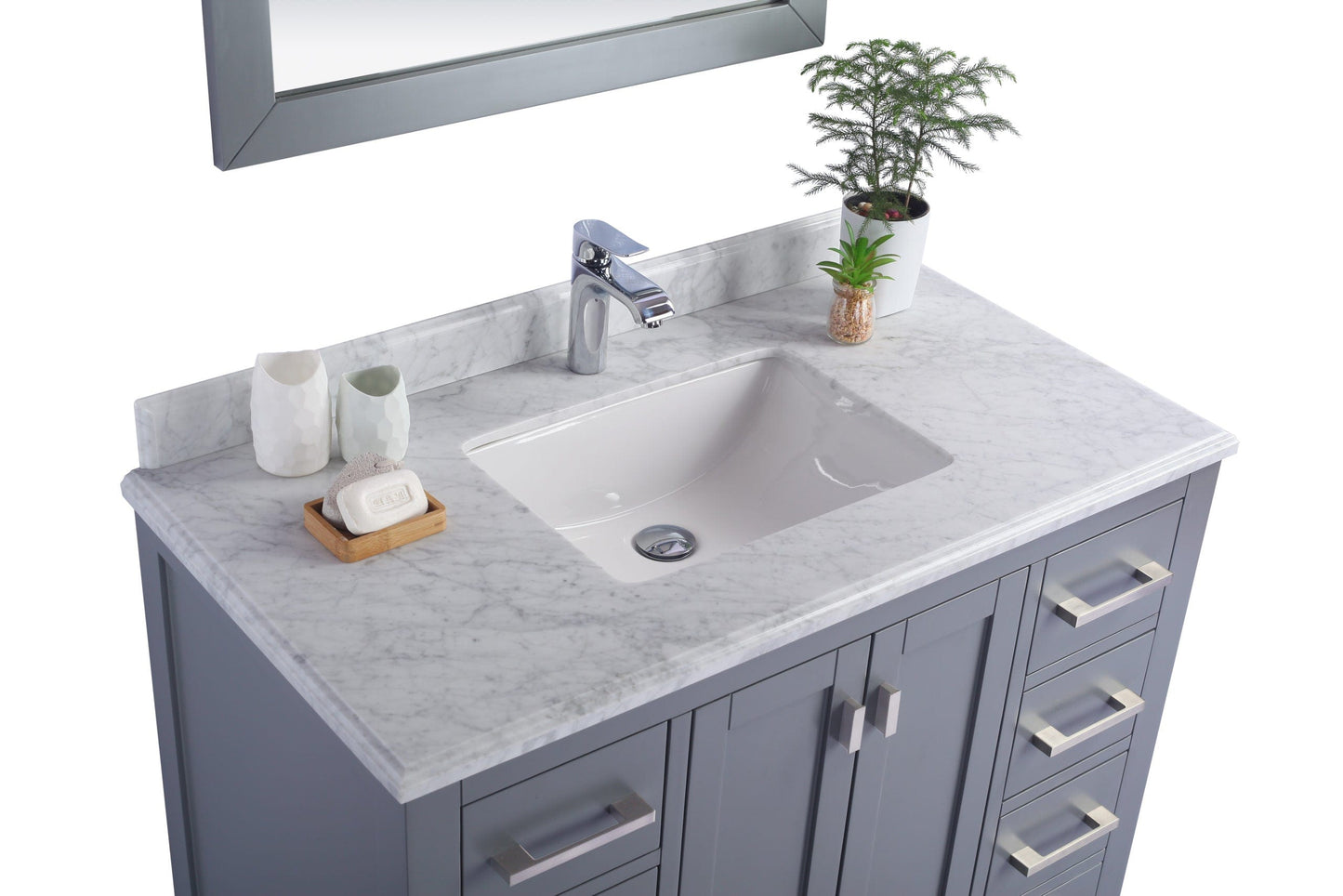 Laviva 313ANG-42G-WC Laviva Wilson 42" Gray Bathroom Vanity with White Carrara Marble Countertop 313ANG-42G-WC