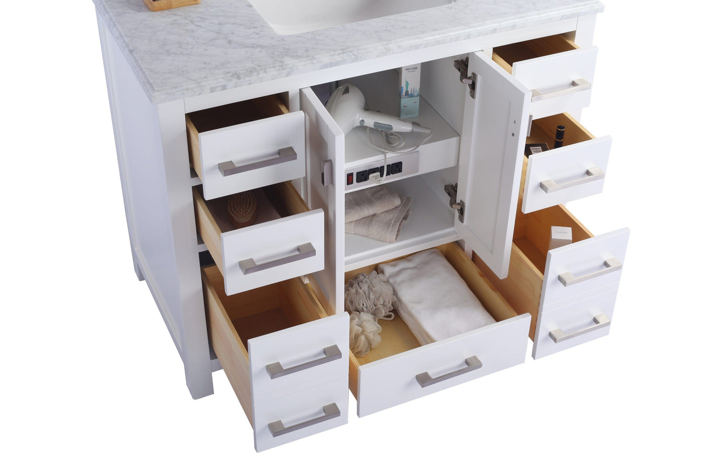 Laviva 313ANG-42W-MW Laviva Wilson 42" White Bathroom Vanity with Matte White VIVA Stone Solid Surface Countertop 313ANG-42W-MW