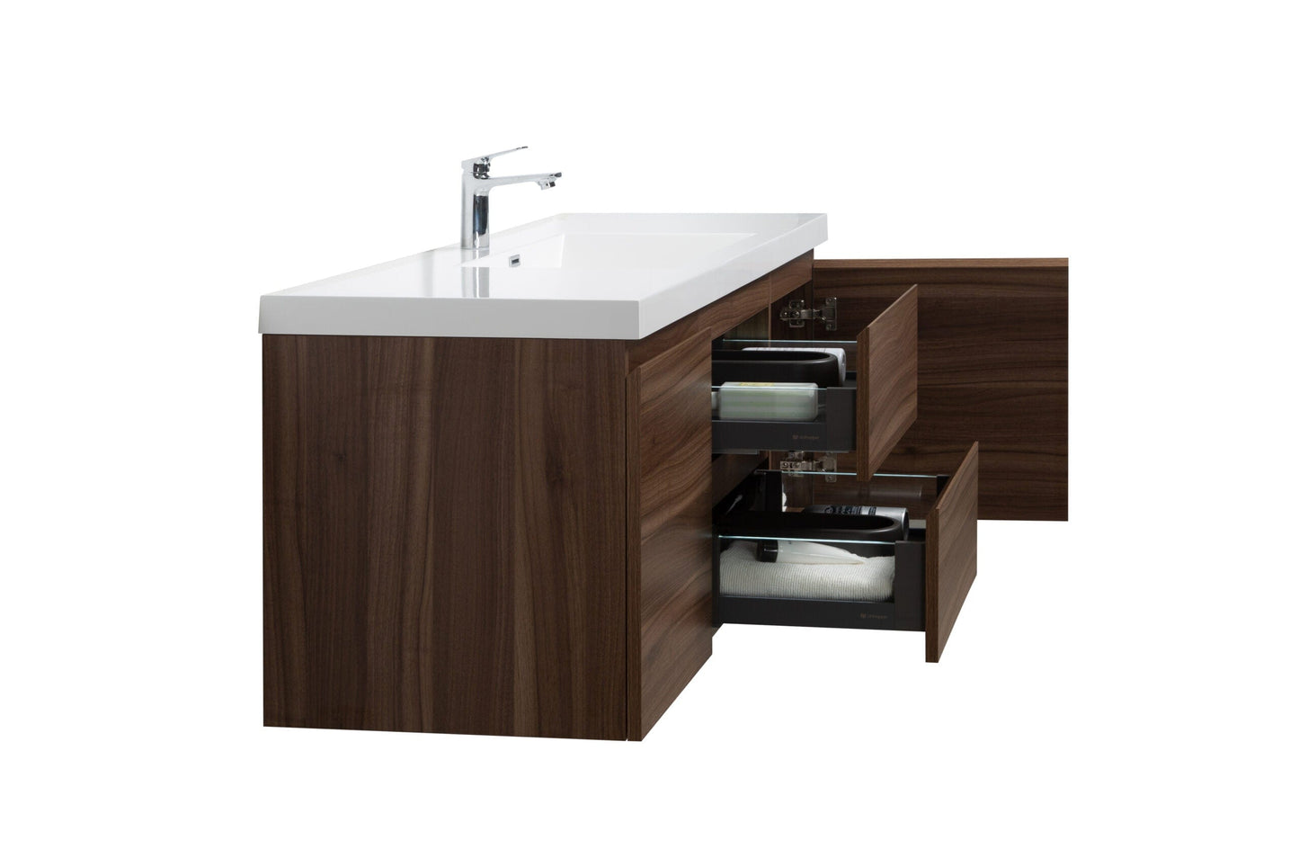 Laviva 313AUR-60CSW-GW Laviva Aurora 60" Smokey Walnut Wall Hung Single Sink Bathroom Vanity with White Acrylic Countertop 313AUR-60CSW-GW